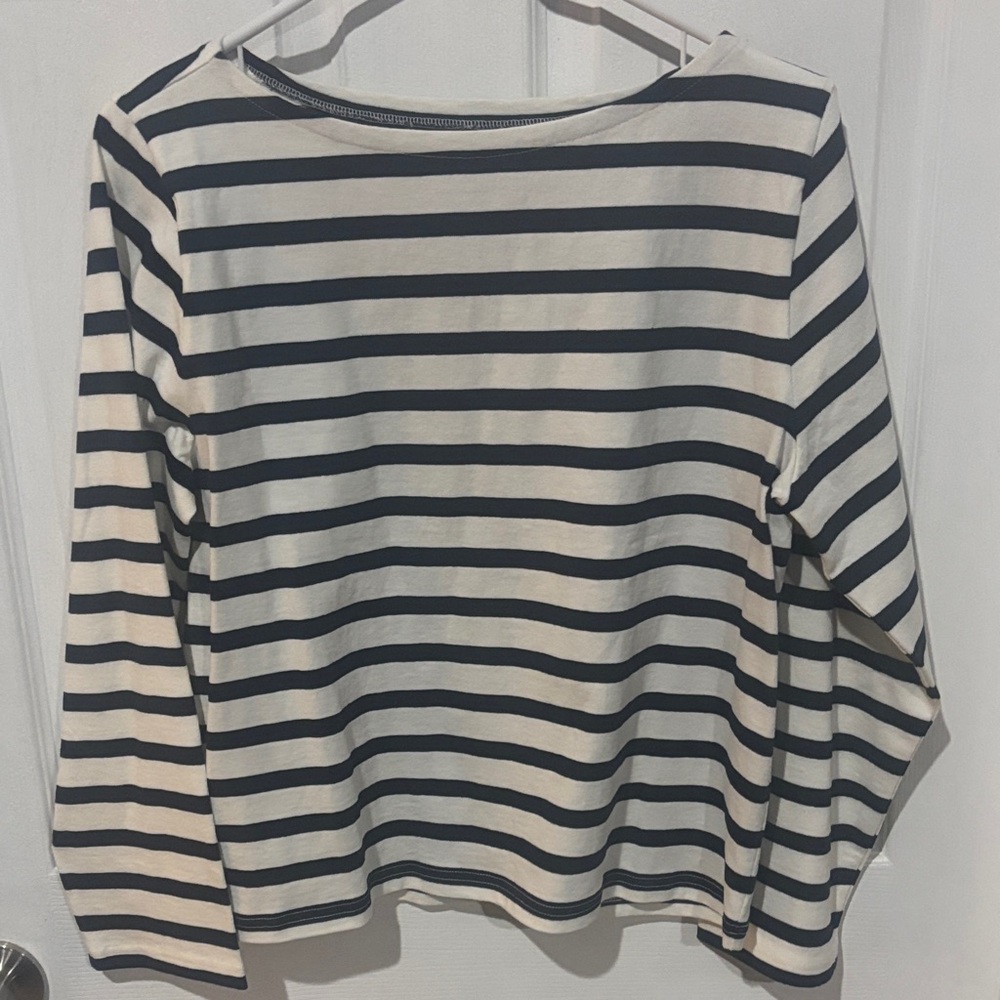 J. Crew Navy and White Striped Long Sleeve Tee